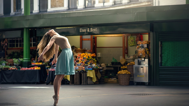 Ballerina Women Dancer In Market 4k Wallpaper
