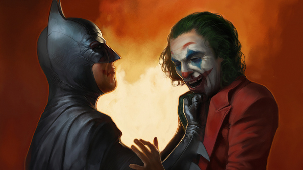 Bat And Joker Art Wallpaper