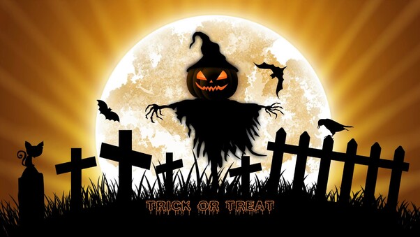 Bat Fence Halloween Holiday Scarecrow Wallpaper