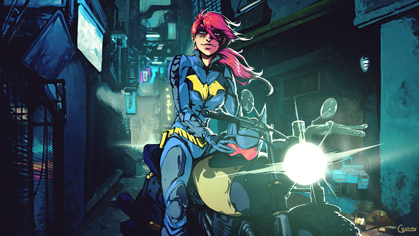 Batgirl With Bike Wallpaper