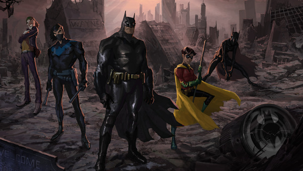 Batman And His Team Artwork Wallpaper