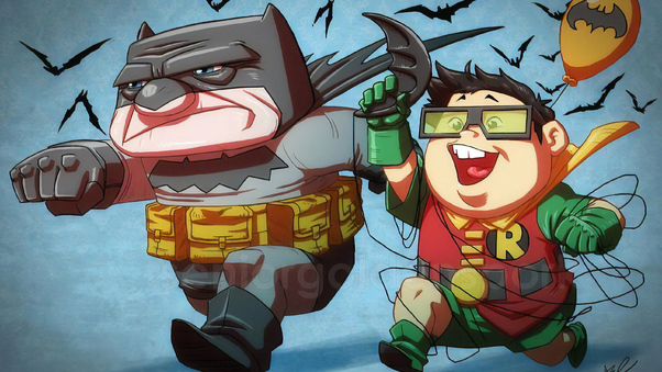 Batman And Robin Funny Art Wallpaper