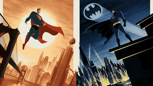 Batman And Super Man Artwork Wallpaper