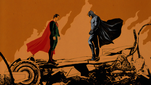 Batman And Superman Face Off Wallpaper