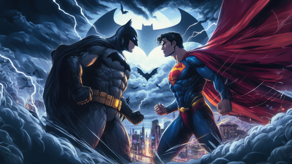 Batman And Superman Soar Together Wallpaper