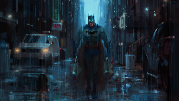 Batman And The Cat 4k Wallpaper