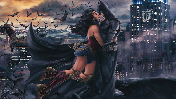 Batman And Wonder Woman Romantic Moment 4k Wallpaper