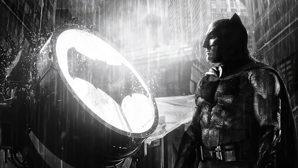 Batman Ben Affleck Alongside Bat Signal Wallpaper