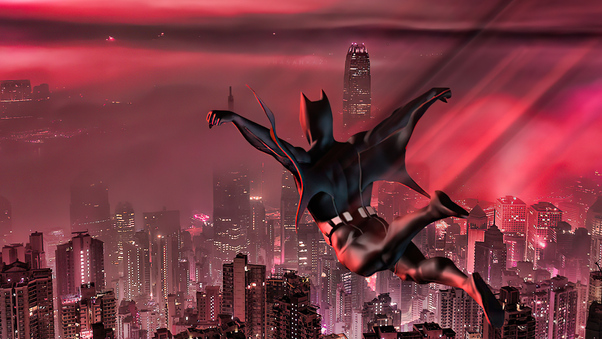 Batman Beyond Jumping In City 5k Wallpaper