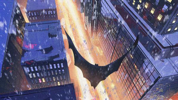 Batman Cape Flying Artwork Wallpaper