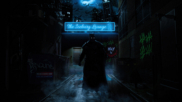 Batman In Neon Alley 5k Wallpaper