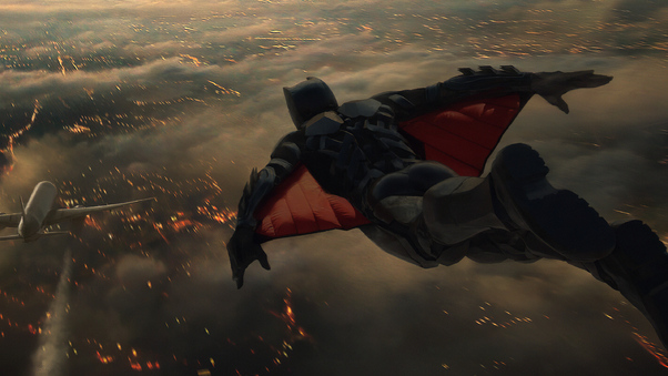 Batman In Sky Plane Wallpaper