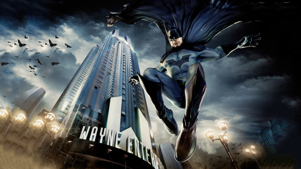 Batman Jumping From Wayne Tower 5k Wallpaper