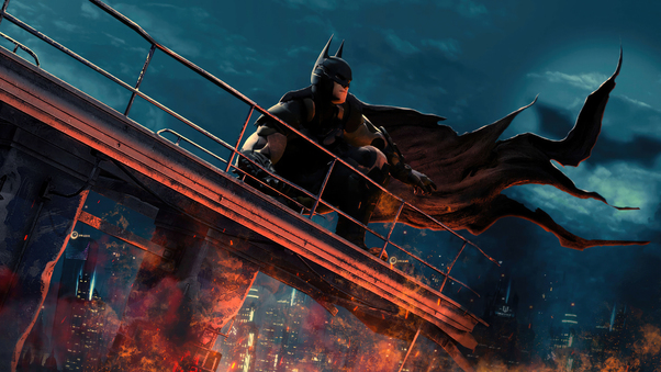 Batman Looking At Gotham City Wallpaper