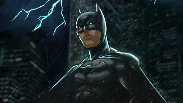 Batman Over Gotham Art Wallpaper