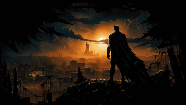 Batman Overlooking A City Wallpaper