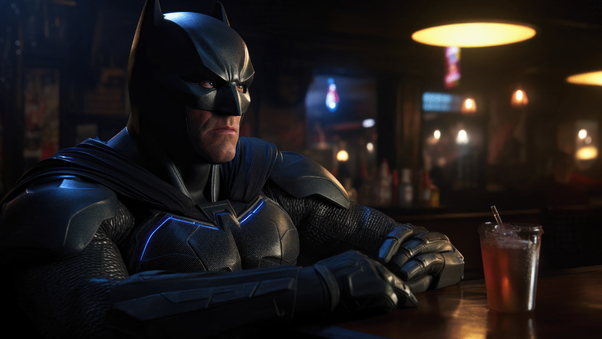 Batman Sitting In The Bar Wallpaper