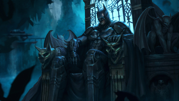 Batman Sitting On Throne Wallpaper