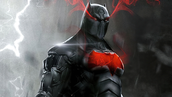Batman Suit Red Logo Wallpaper