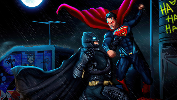 Batman Super Man Artwork Wallpaper