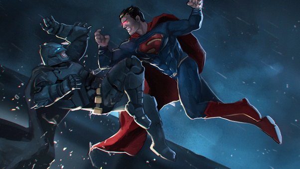 Batman Superman Fight New Wallpaper