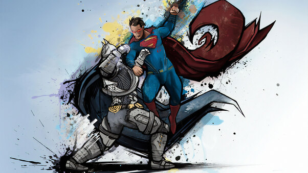 Batman Superman Sketch Art Wallpaper
