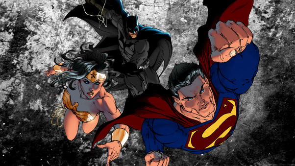 Batman Superman Wonder Woman Dc Comic Art Wallpaper
