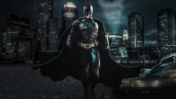 Batman The Dark Knight With Batmobile 4k Wallpaper