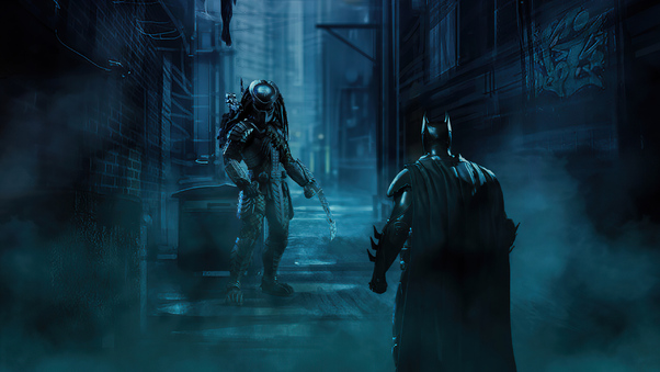 Batman Vs Predator Artwork Wallpaper