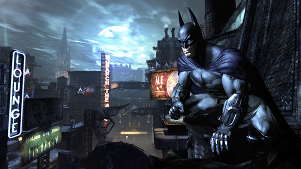 Batman Watching Gotham City In The Night Wallpaper