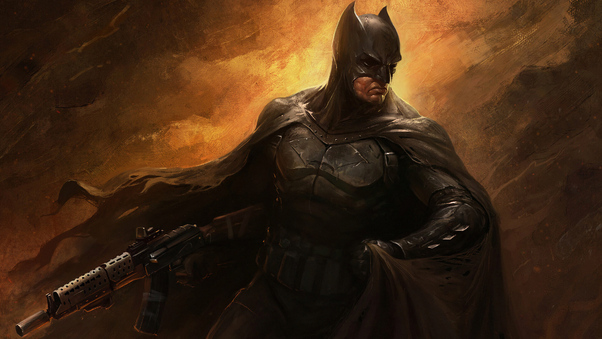 Batman With Gun 4k Wallpaper