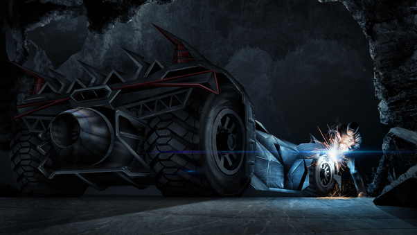 Batman Working On A Batmobile Wallpaper