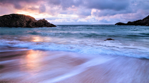 Beach Cloud Earth Horizon Ocean Purple Sea Wallpaper