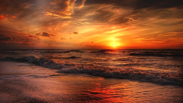 Beach North Sea Sunset Wallpaper