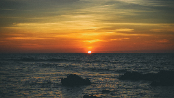 Beach Sunset Sea Sunrise 5k Wallpaper