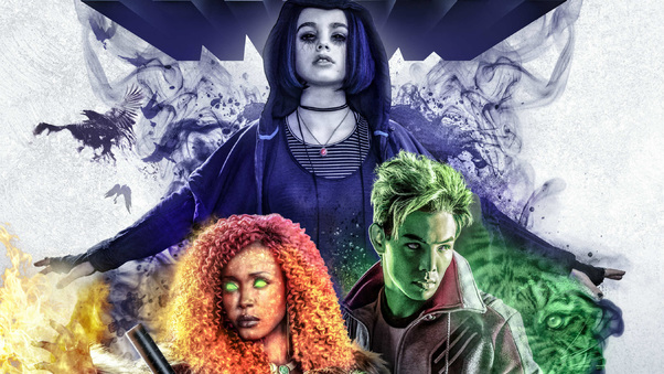 Beast Boy Raven And Starfire In Titans 2018 Wallpaper
