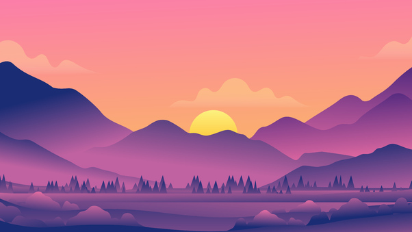 Beautiful Evening Landscape Minimal 8k Wallpaper