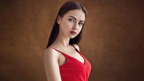 Beautiful Girl In Red Dress Wallpaper