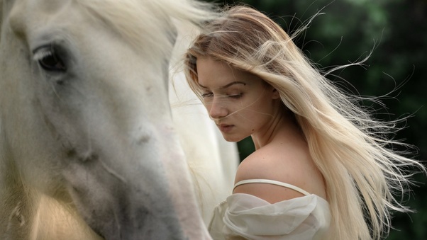 Beautiful Girl With Horse Wallpaper