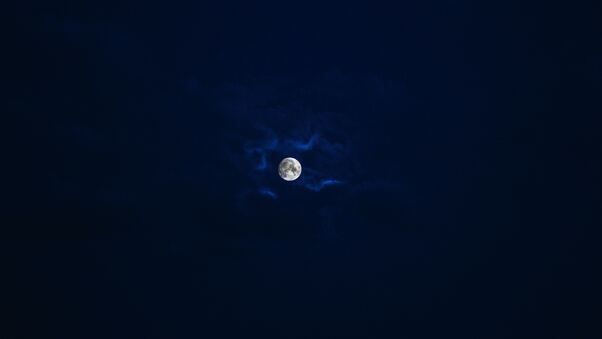 Beautiful Moon In Blue Sky Wallpaper