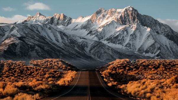 Beautiful Snowy Mountains Road Wallpaper