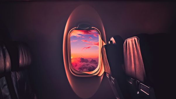 Beautiful Sunset Through Airplane Window Wallpaper