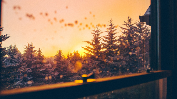 Beautiful Winter View From Window 5k Wallpaper