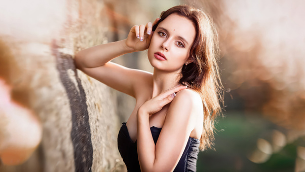 Beautiful Woman Under Blossom Tree (3440x1440) Resolution Wallpaper