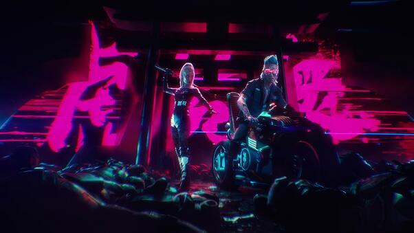 Biker Boy And Girl Cyberpunk 2077 4k Wallpaper