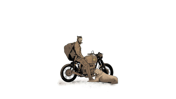 Biker With Dog 4k Wallpaper