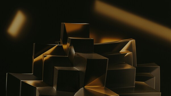 Black And Gold Abstract Cubes Wallpaper