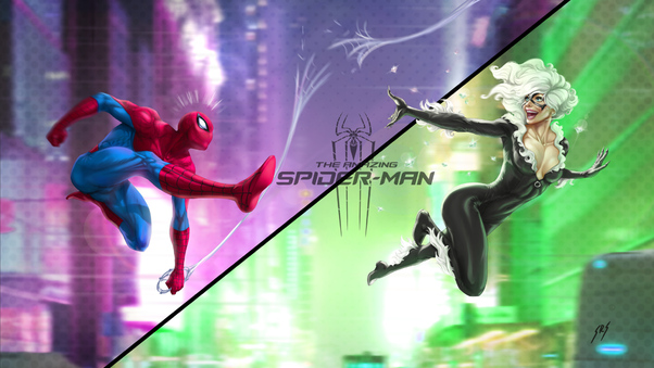 Black Cat And Spiderman Art Wallpaper,HD Superheroes Wallpapers,4k