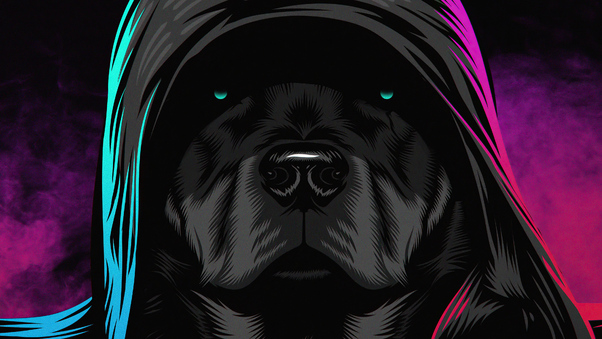 Black Dog Glowing Eyes 4k Wallpaper