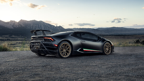 Black Lamborghini Huracan 2020 Rear Wallpaper